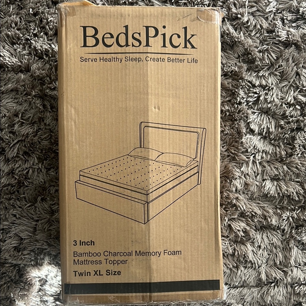 Bamboo Charcoal Memory Foam Mattress Topper - Twin XL, Gray